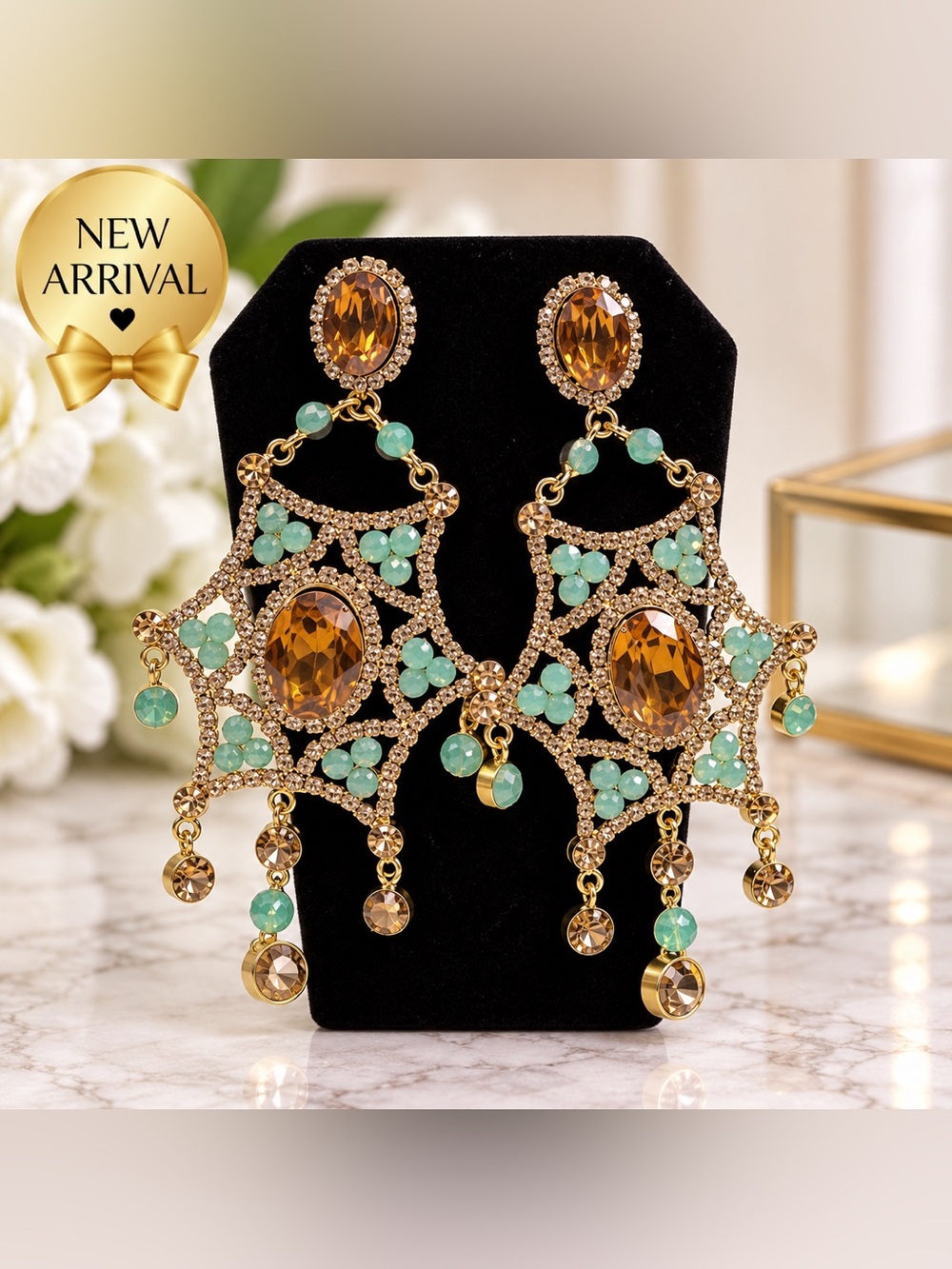 ✨💎 Jeweled Chandelier Statement Earrings 💎